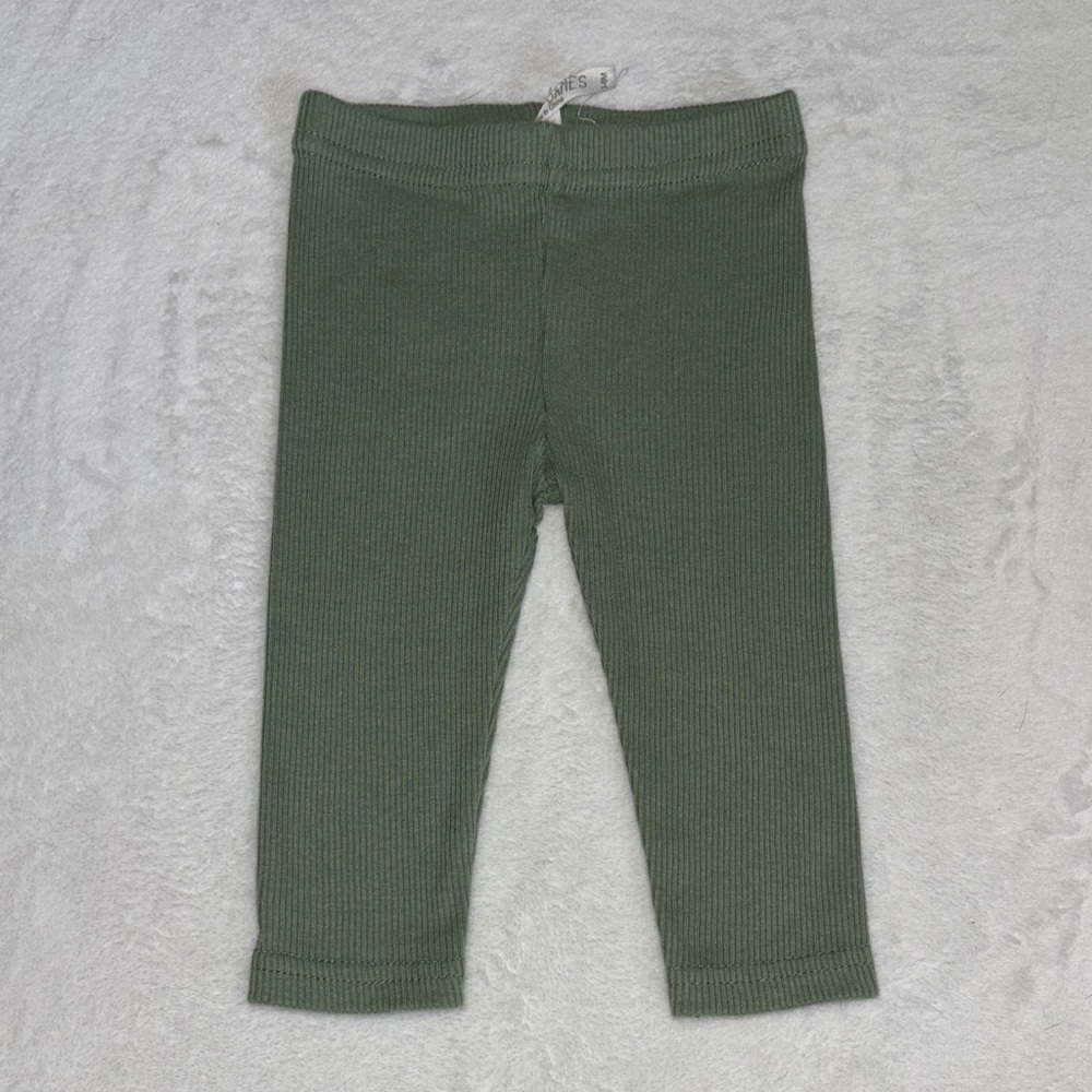 Liam & James Cozy ribbed Olive green Kids Leggings 3-6 months baby girl